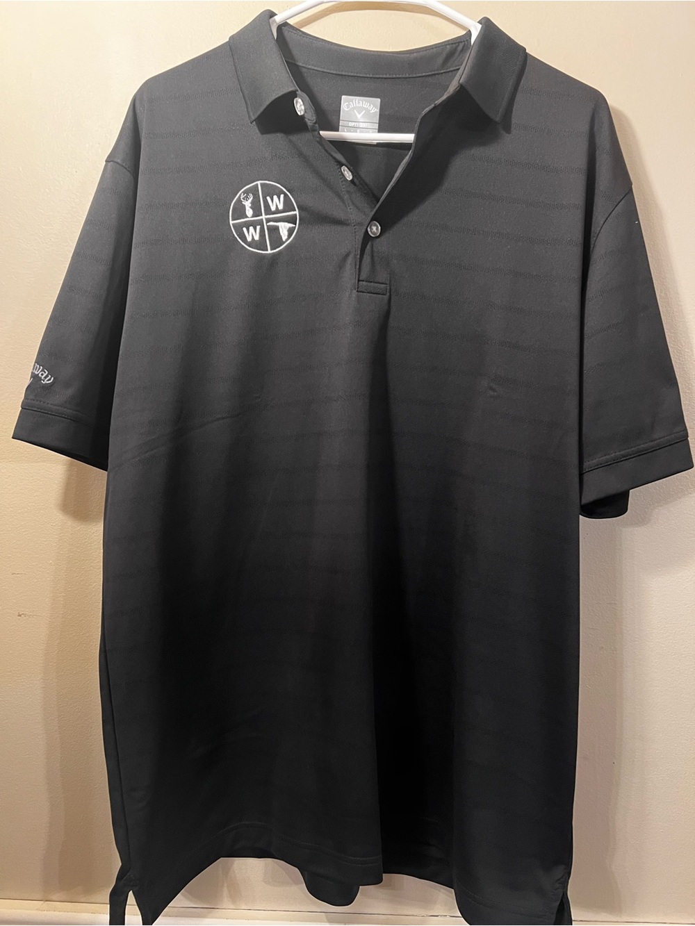 Callaway Black Short-Sleeve Golf Polo with White Logo